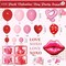 155 Pink Red Valentines Party Decorations & 4 Letter Balloon Boxes XOXO LOVE Lips Heart for Ladies